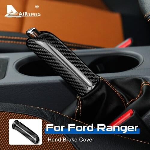 AIRSPEED Real Carbon Fiber for Ford Ranger 2000-2019 Accessories Interior Trim for Ford Ranger Car Replace Handbrake Grips Cover
