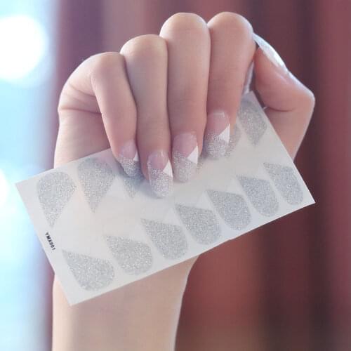 14Tips/Sheet Korean Full Nail Wraps Shiny French Nail Art Sticker Waterproof Back Glue Nail Decals DIY Salon Manicure Drop Ship