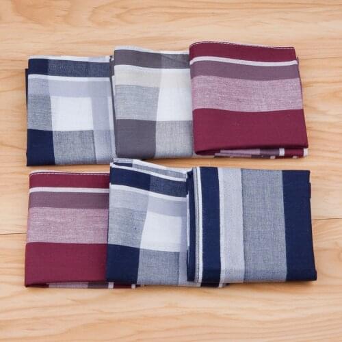 6/12PCs Fashion Square Cotton Lattice Handkerchief For Men The New Year Gift For Gentlmen Business Accessories