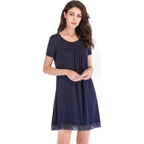 Plus Size XXL Nightgowns For Women 2020 Summer Dressing Gowns Girls Nightshirts Nightdress Modal Cotton Lace Sleepshirt