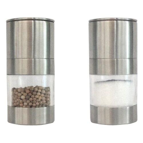 20pcs New Arrive Novelty Home Kitchen Tool High Quality Manual Stainless Steel Salt Pepper Mill Grinder Silver W9966