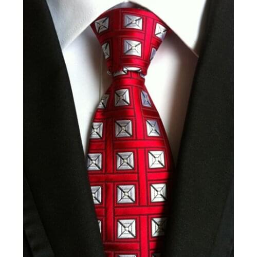 8cm New Classic Mens Plaids Ties High Quality Woven Silk Necktie for Wedding Party