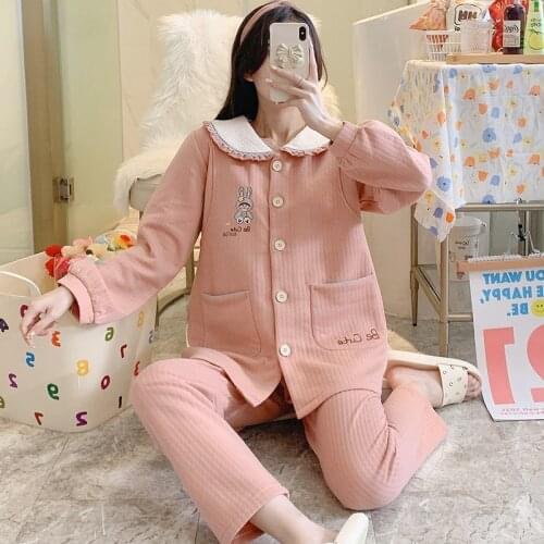 Autumn Winter Thick Warm Cotton Padded Maternity Nursing Sleepwear Sets Postpartum Mother Feeding Pajamas Suits Home Lounge Wear