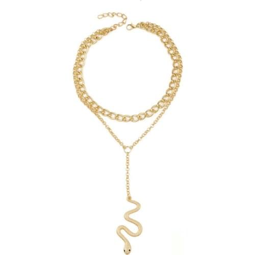 Retro Multilayer Snake Pendant Chain Necklace For Women Trendy Gold Silver Color Big Thick Chain Necklaces 2021 Jewelry