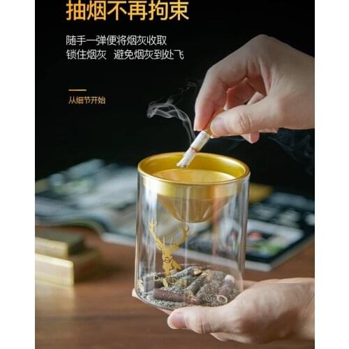 Funnel Ashtray Household Trendy Ashtray With Lid Horse Head Elk Pattern Ashtray Living Room Smoke Anti Fly Ash Smoke Odor Device