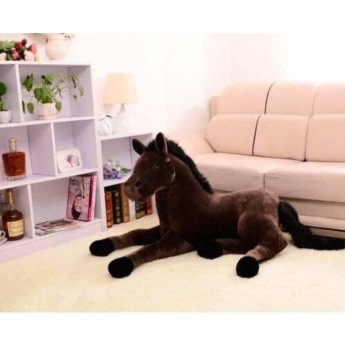 Plush simulation dark brown horse toy lovely high quality horse doll gift toy about 70cm 0438