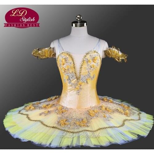 Sugar Plum Fairy Professional Ballet Tutu Peach Fairy Classical Pancake Tutu YAGP Competition Tutus Gold Classcial Tutus LD0055