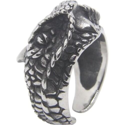 Drop Ship Snake Head Ring 316L Stainless Steel Openning Style Animal Snake Ring