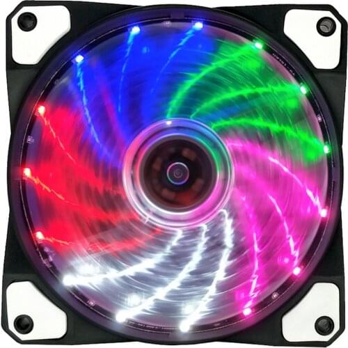 RGB PC Case Fans Computer Case Cooling Fan 15 Lights Streamer 12025 Chassis Fan 120mm RGB LED PWM Light Heat Dissipation Fan