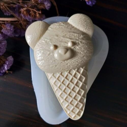 Little Bear Head Ice Cream Silicone Mold Soap Molds Gypsum Chocolate Candle Candy Mold Clay Resin DW0162 PRZY Cute Moulds