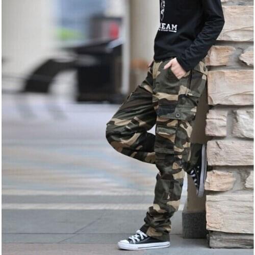 Sportwear Jungle Army Fatigue Camouflage Cargo Pants Plus Size Denim Pocket Hip Pop Dance Baggy Pant for women & man