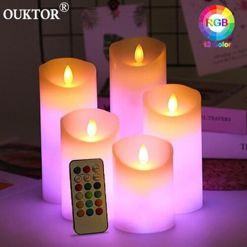 Remote Control LED Candle Lights with Timer Flameless RGB Candle Night Light Tea Lights for Home Wedding Christmas Decoration