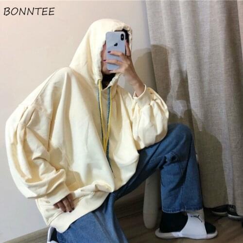 Oversized Sweatshirts Women Hooded Pockets Baggy Loose Couples Loose Casual Hoodies Lazy Students Solid Trendy Retro Classic New