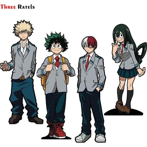 Three Ratels F416 MY HERO ACADEMIA For Shoto Todoroki Tsuyu Asui Izuku Midoriya And Katsuki Bakugo School Cartoon Car Sticker