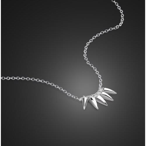 Punk style solid 925 sterling silver necklace for women Vintage Spike Tooth Silver Pendant Tassel Chain Jewelry Accessories Gift