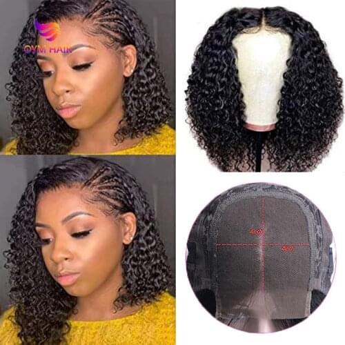 Curly Lace Front Wigs For Black Women Kinky Curly Lace Frontal Wig 4X4 Lace Closure Bob Wig Brazilian Curly Human Hair Wigs