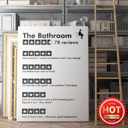 Funny Bathroom Reviews Canvas Painting Bathroom Quotes Modern Minimalist Wall Art Picture Aesthetic Club Party Poster Room Decor