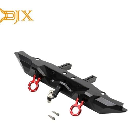DJX Aluminum Alloy Rear Bumper with Trailer Hook for 1/10 RC Crawler Car Traxxas TRX4 Defender Bronco Upgrade Parts