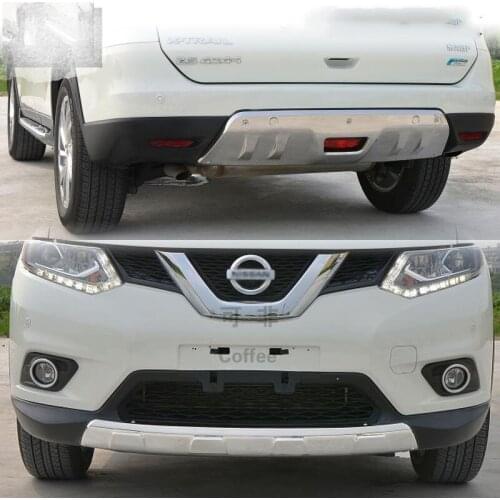 Car Styling For Nissan X-TRAIL 2014 2015 Stainless Steel Exterior Front Rear Bumper Protector Skid Plate Cover Trims Decoration