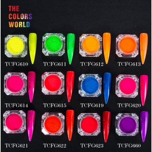 TCT-003 12 Neon Colors Fluorescent Neon Pigment PowderFor Nail Polish Painting Nail Gel Nail Art Decoration And DIY Decoration
