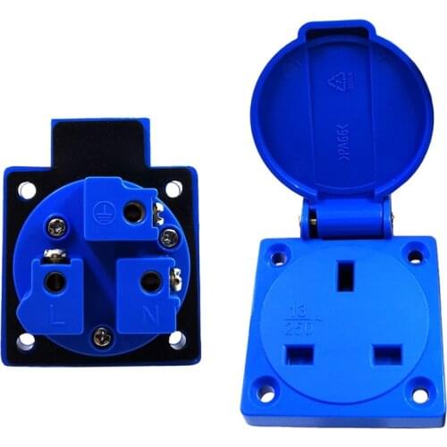 13A 250V UK Singapore Waterproof Outdoor Socket Outlet 50*50mm, British Type G Power Industrial Connector IP44 Electrical Plug