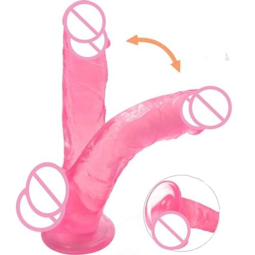 20.5cm Crystal Penis Huge Cock Adult Sex Toys Simulate Realistic Transparent Soft Dildo With Suction Cup Women Masturbation Cock