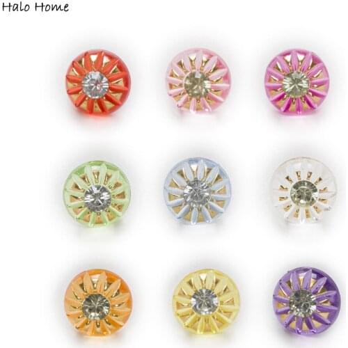 50pcs Round Shank Acrylic With Rhinestones Buttons Sun Sewing Scrapbooking Handwork Gift Home Clothing Decor 13mm