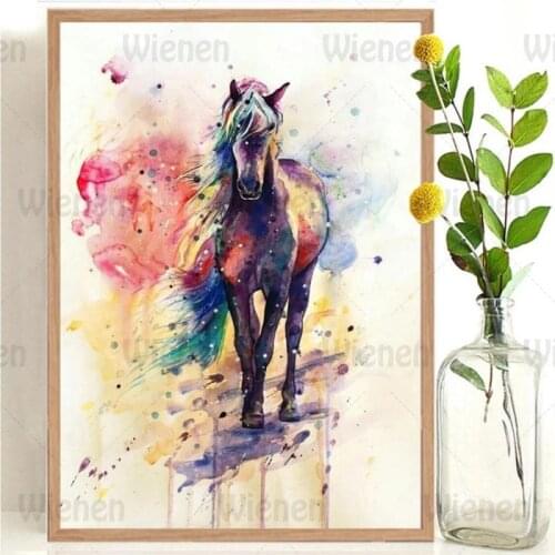Watercolor Painting Brown Horse Canvas Painting Home Decor Wall Art Poster and Print Wall Picture for Living Room Dining Room