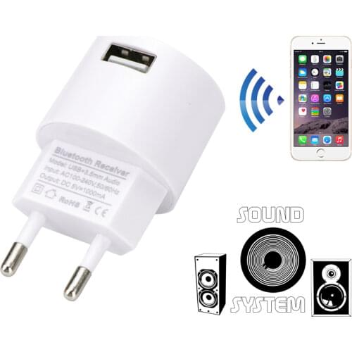 AC 110V /220V Audio Adapter USB Wall Charger Wireless Bluetooth Receiver Adapter 3.5MM AUX V5.0 Audio Music Receiver EU US Plug