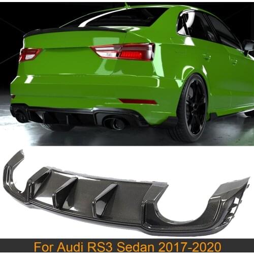 For RS3 Rear Bumper Diffuser Lip For Audi RS3 2017 - 2020 Car Rear Bumper Diffuser Lip Spoiler Protector Carbon Fiber