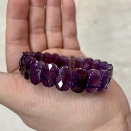 Purple amethyst stone beads bracelet natural gemstone bangle for woman for gift birth stone for Pisces wholesale