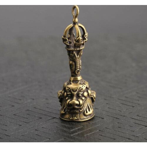 Chinese Collection old Antique Brass three lion Exquisite Key buckle Pendant