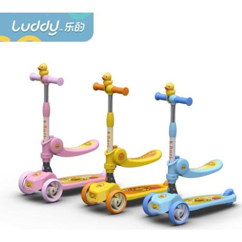 Small Yellow Duck Childrens Scooter 1013 Foldable Sitting and Riding Scooter Walker Baby Walker with Wheel Childrens Scooter