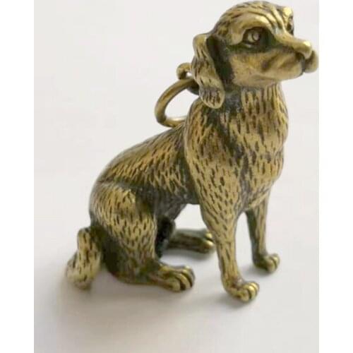 Mini ) Delicate Chinese Old-style Brass Carved Cute Gog Auspicious Statue Pendant