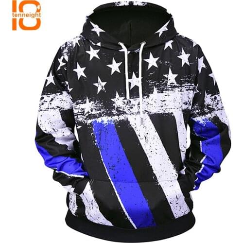TENNEIGHT Sports Sweatshirts men large size autumn and winter outdoor Sweatershirt creative flag printing Hoodies Sweatershirt