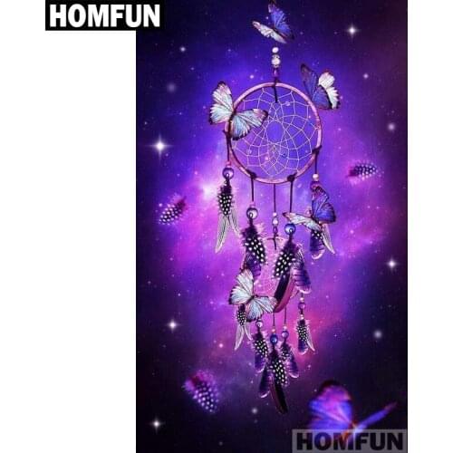 HOMFUN Full Square/Round Drill 5D DIY Diamond Painting "Butterfly Dream feather" Embroidery Cross Stitch 5D Decor A01599