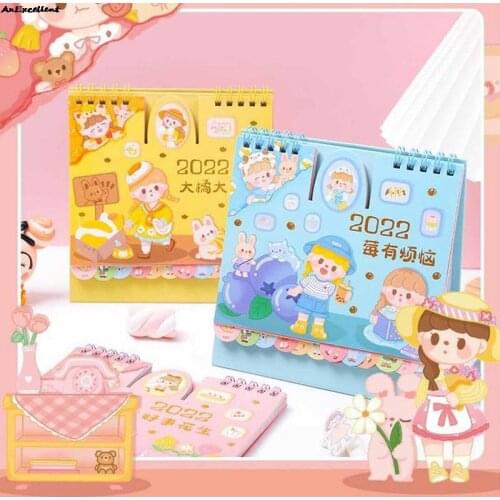 Cartoon 2021-2022 Desktop Calendar Monthly Schedule Table Planner Agenda Organizer Memo Coil Calendar Office Desktop Supplies