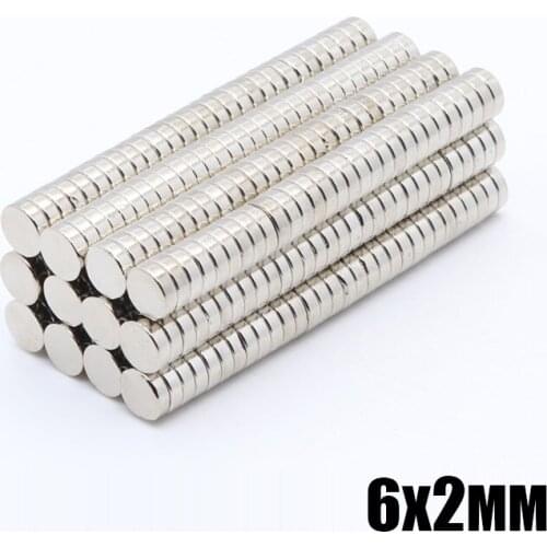 1000pcs 6x2 mm neodymium magnet 6*2 mm strong rare earth neodymium disc small magnets 6x2 mm NdFeB permanent magnetic 6mm*2mm