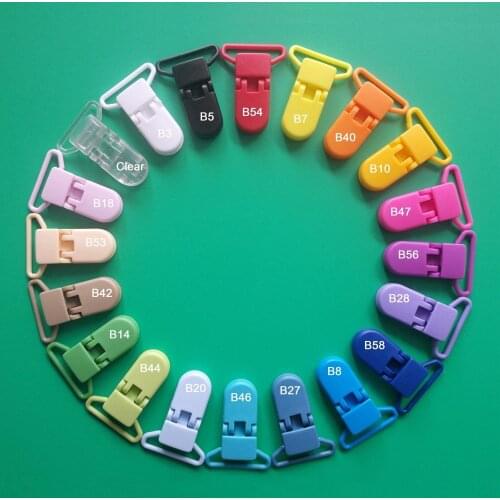 Sutoyuen 100pcs 25MM Mix 20 Colors Eco-Friendly Plastic Pacifier Holder Toy Clips Baby Dummy Bib Soother Clip Suspender Clips