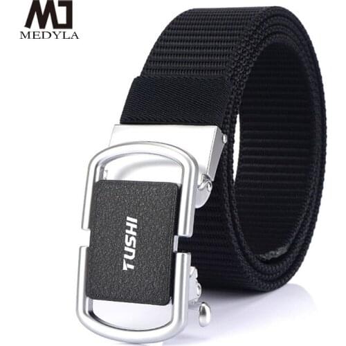 Medyla 2020 Mens Military Nylon Belt New Technology Automatic Buckle Hard Metal Tactical Belt for Men 3.5cm Sports Belt