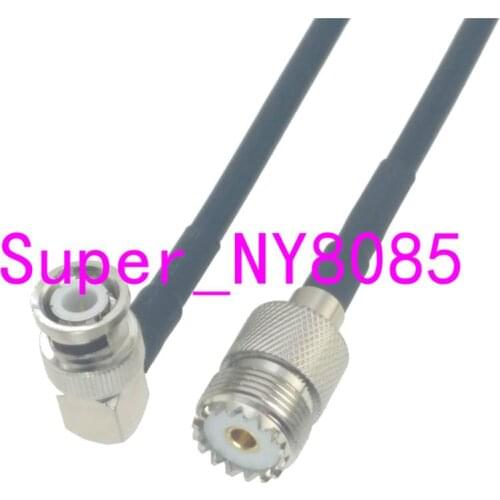 RG58 UHF SO239 Female Jack to BNC Male Plug Right angle RF Jumper pigtail Cable 6inch~3FT