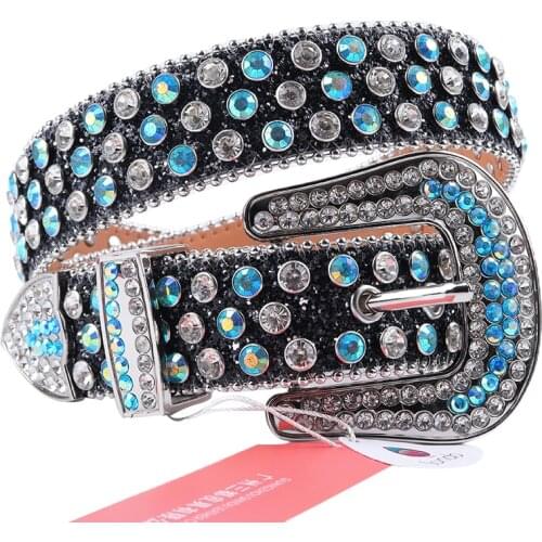 Luxury Belt Gothic Waistband Cowboy Belt Buckles For Men Glitter Leather Rhinestone Belt Diamond Studded Belt Ceinture Western