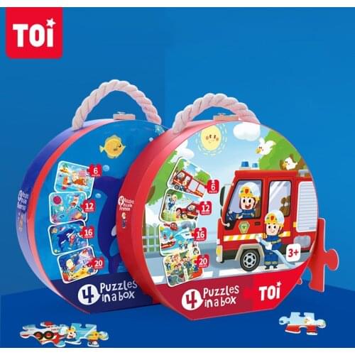 TOI 4-in-1 Puzzle 54PCS Toddler Jigsaw Educational Learning Toys Eco-Friendly Story Puzzles Over 3 Years Old Boy and Girl Gift