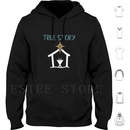 Christmas True Story Nativity Hoodie Long Sleeve Merry Christmas Christmas Jesus Nativity Mary Joseph Baby Jesus Christ