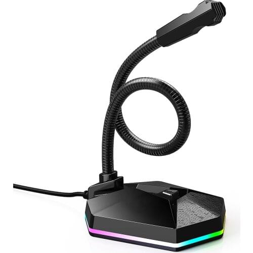 USB Microphone Adjustable Angle Driveless RGB Lighting Microphone Conference Microphone For Computer PC Laptop