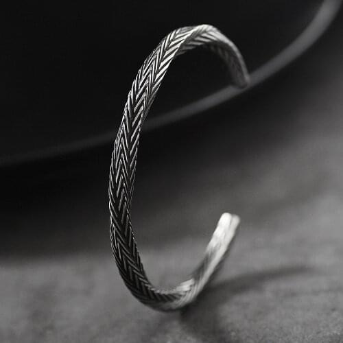 Vintage Viking Pattern Bangle Bracelets Bangles for Men Pulseras Hombre Titanium Steel Bracelet Jewelry SS-161