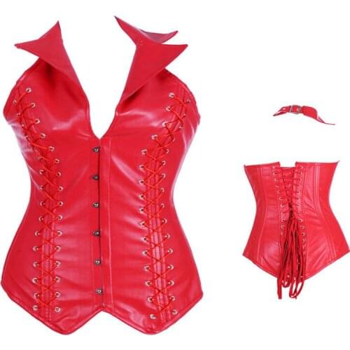 Ladies Slimming Corsets And Bustiers Sexy Pu Lingerie Black Body Shaper Waist Trainer Corset Steampunk Underbust Top