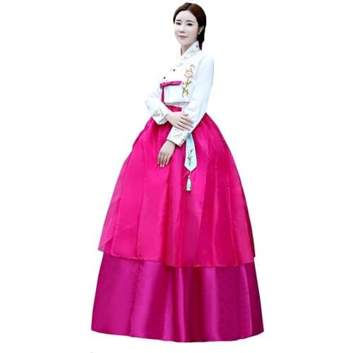 Women Korean Traditional Long Sleeve Hanboks Dancing Dress Cosplay Costume