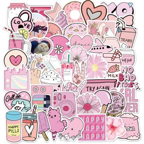 10/50pcs Cute Cartoon Pink Refrigerator Home Sticker Graffiti for Suitcase Cool Laptop Skateboard Cartoon Toy Luggage