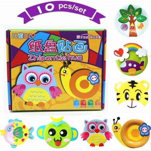 10pcs/set EVA DIY Cartoon Handicrafts Children Toys Craft Animal Puzzle Paper Tray Painting Backpack Creative Education Toy